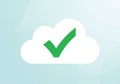 Cloud icon with a green checkmark centered within it, positioned against Royalty Free Stock Photo