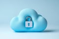 Cloud icon integrated with a secure padlock symbol. Royalty Free Stock Photo