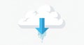 Cloud icon with a large blue downward arrow, symbolizing data download. Rows of Royalty Free Stock Photo