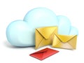 Cloud icon with mails envelopes 3D