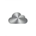 Cloud icon with a metallic finish, featuring brushed steel texture and concentric Royalty Free Stock Photo