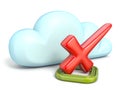 Cloud icon with red check mark 3D Royalty Free Stock Photo