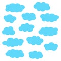 Cloud icon set, blue clouds isolated on white background, vector illustration. Royalty Free Stock Photo