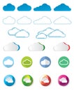 Cloud icon set over white background. Royalty Free Stock Photo