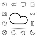 cloud icon. Simple thin line, outline vector element of minimalistic, web icons set for UI and UX, website or mobile application Royalty Free Stock Photo