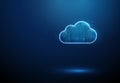 Cloud icon with streams of blue digital points inside Data flow, cloud computing, information processing, analytics Royalty Free Stock Photo
