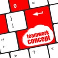 Cloud icon with teamwork concept word on computer keyboard key Royalty Free Stock Photo