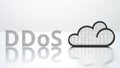 DDOS text and backlit cloud icon, modern technology concept