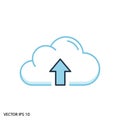 Cloud icon with an upward arrow representing data upload to cloud storage Royalty Free Stock Photo