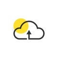 Cloud icon vector, Data, Storage, Cloudy yellow highlight circle Royalty Free Stock Photo