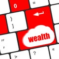 Cloud icon with wealth word on computer keyboard key Royalty Free Stock Photo