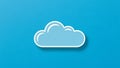 Cloud icon with a white outline against a solid blue background Royalty Free Stock Photo