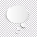 Cloud Icon, white thought bubble on transparent checked background for Infographic design. Vector Illustration Royalty Free Stock Photo