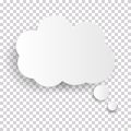 Cloud Icon, white thought bubble on transparent checked background for Infographic design. Vector Illustration