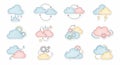 Cloud icons with gears and weather elements Royalty Free Stock Photo