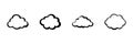 Cloud Icons In Hand Drawn Style Set. Weather Forecast, Cloud Computing, Data Storage Doodle Sketch Collection. Simple Royalty Free Stock Photo
