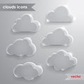 Cloud icons with long shadow Royalty Free Stock Photo