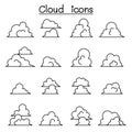 Cloud icons set in thin line style Royalty Free Stock Photo