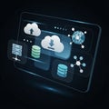 Cloud icons with upload and download symbols data storage graphics Royalty Free Stock Photo