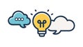 Cloud Idea Sharing: Innovation & Collaboration, vector design Generative AI Royalty Free Stock Photo