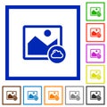 Cloud image flat framed icons