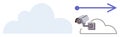 Cloud Storage and Data Surveillance Concept with Camera and Arrow Representing Data Flow Royalty Free Stock Photo