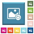 Cloud image white icons on edged square buttons