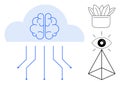 Cloud-Integrated Artificial Intelligence Connecting Data and Creativity Royalty Free Stock Photo