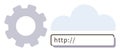 Cloud Integration and HTTP URL Setup with Simplified Gear Mechanism Royalty Free Stock Photo