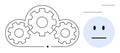 Cloud Computing and Automation Concept with Gears and Neutral Face Symbolizing Innovation and Emotion Royalty Free Stock Photo