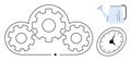 Cloud with Interconnected Gears, Watering Can, and Clock Representing Productivity and Growth Royalty Free Stock Photo