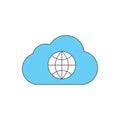 Cloud and internet colored icon vector design illustration