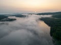 Cloud inversion aerial above Little Squam Lake in Ashland New Hampshire drone aerial Royalty Free Stock Photo