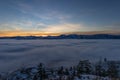 Cloud inversion in the Okanagan Valley in winter Royalty Free Stock Photo