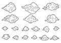 Cloud Japaneses or Chinese cute cartoon doodle illustration set