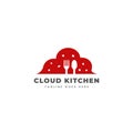 Cloud kitchen logo, modern digital online ghost kitchen logo with cloud icon symbol Royalty Free Stock Photo