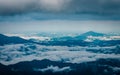Cloud layers above mountain range Royalty Free Stock Photo