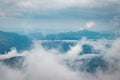 Cloud layers above mountain range Royalty Free Stock Photo