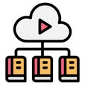 Cloud library icon line vector illustration . education . technology Royalty Free Stock Photo