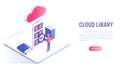 Cloud library and Online Education Concept