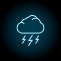 Cloud, lighting blue neon icon. Simple thin line, outline vector of autumn icons for ui and ux, website or mobile application