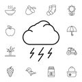 Cloud, lighting flat vector icon in autumn pack