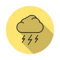 Cloud, lighting outline icon in long shadow style