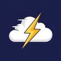 Cloud and lightning bolt illustration on a dark blue background Royalty Free Stock Photo