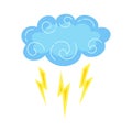 Cloud lightning cartoon style vector weather