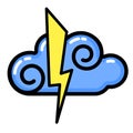 Cloud, lightning icon. Line art. White background. Social media icon. Business concept.