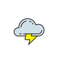 Cloud lightning line icon