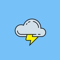 Cloud lightning line icon