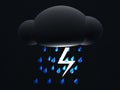 cloud with lightning, rainy weather. 3d rendering of weather icon Royalty Free Stock Photo