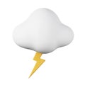 Cloud with lightning thunder high quality 3D render illustration icon. Royalty Free Stock Photo